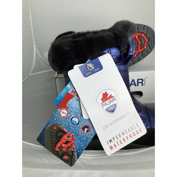 PAJAR Women’s Moscou 3.0 Snow Boots Size US 7 EU 38 Blue Ice Grippers Waterproof - Picture 7 of 10